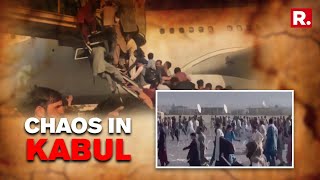 WATCH: Chaos at Kabul airport as people cling to taxiing planes \u0026 fall off mid-air |Afghanistan News