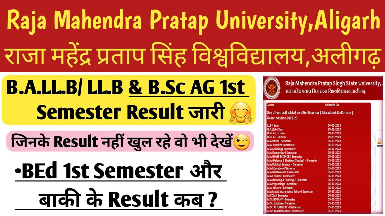 B.A.LL.B/ LL.B & B.Sc AG 1st Semester Result Declared और बाकी के Result ...