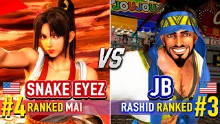 SF6 🔥 SNAKE EYEZ (#4 Ranked Mai) vs JB (#3 Ranked Rashid) 🔥 Street Fighter 6 High Level Gameplay