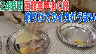 北海道車中泊の旅24時間函館観光【前編】朝市で新鮮すぎる釣りたてイカ刺しを食べる