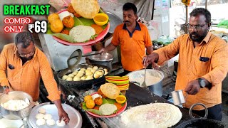 BREAKFAST COMBO ₹69 Only in Vijayawada | Indian street food | #earlymorningbreakfast #streetfood