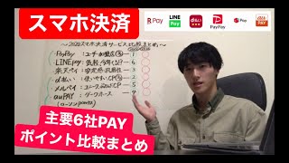 【キャッシュレスまとめ】勝手にランキング！主要スマホ決済サービス比較解説！（おすすめ最強PAY、お得ポイント還元）PayPay・LINEpay・楽天ペイ・d払い・メルペイ・auPAY