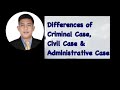 Differences of Criminal Case, Civil Case and Administrative Case.