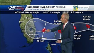 Tracking Nicole: 10 p.m. Monday update