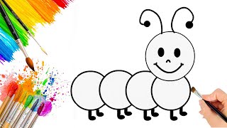 Easy Caterpillar Drawing | Painting Art | Coloring for Kids and Toddlers