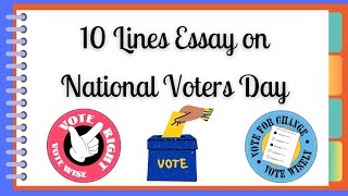 National Voters Day Essay in English|10 Lines About National Voters Day in English|Voters Day Speech