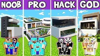 Minecraft Battle: Family New Prime House Build Challenge - Noob Vs Pro Vs Hacker Vs God