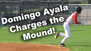 Domingo Ayala Charges the Mound!