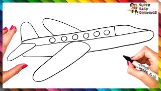 How To Draw An Airplane Step By Step ✈️ Airplane Drawing Easy