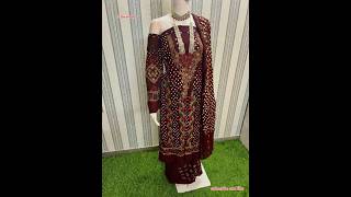 Full stock ready Heavy computer work bandhani suit with sleeves alag se aayegi