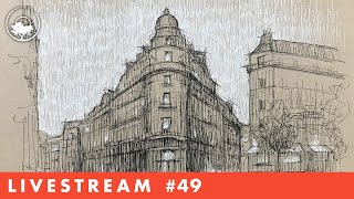 Drawing Buildings in Paris in Pen & Ink - LiveStream #49