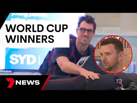 Pat Cummins and Josh Hazlewood return to Australia after World Cup win in India 7 News Australia