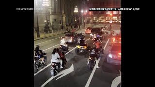 Motorcyclist arrested after smashing in back of woman's car in front of Philadelphia City Hall