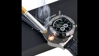 Cigarette Lighter Watch with USB Electronic Rechargeable - Multi Color| Jazp