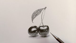 How to draw cherries - step by step | Pencil sketch | Cherries drawing | Drawing tutorial