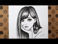 Pencil Charcoal Portrait Drawing, How To Draw A Beautiful Girl's Face Step By Step