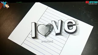 Heart Waterdrop drawing with Pencils - step by step | Love 3D Drawing