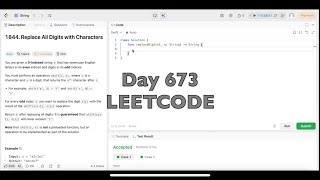Day 673: LeetCode Problem 1844. Replace All Digits with Characters - Swift
