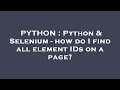 PYTHON : Python & Selenium - how do I find all element IDs on a page?