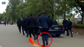 SORRY! WATCH HOW PRESIDENT RUTO BODYGUARD ALMOST FELL DOWN WHILE CHASING RUTO'S CAR AT NYAYO STADIUM