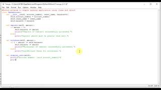 Python program on banking application using class and object