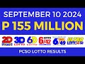 Lotto Result Today 9pm September 10 2024 | PCSO Complete