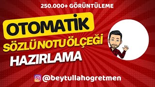 Otomatik Sözlü Notu(Ders İçi Etkinliklerine Katılım) Ölçeği Hazırlama Programı (açıklamayı okuyunuz)