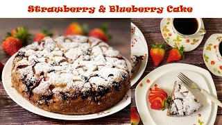 비타민 C가 사과보다 10배  더 많은 딸기로 만든,  딸기 \u0026 블루베리 케익 (Strawberry \u0026 Blueberry Cake)  맛도 비주얼도 최고예요.