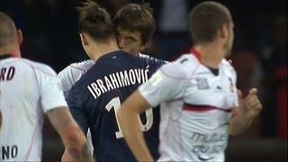 Nice defender Civelli kisses PSG's Zlatan Ibrahimovic / 2012-13