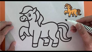 HOW TO DRAW CUTE horse - BASIC DRAWING FOR KIDS(FROM A-Z)
