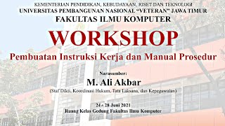 Workshop Pembuatan Instruksi Kerja dan Manual Prosedur - 24 dan 28 Juni 2021