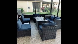 RTDTD Outdoor Patio Furniture Set, 6 Pieces Outdoor Furniture All Weather Patio Sectional Sofa PE