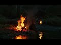 4k 📺 campfire by the dark river 🌙 soothing sounds of nature