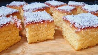 Coconut And Jam Cake Recipe / Old School Tray Bake