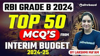 Union Budget 2024-25 : Top 50 MCQ From Interim Budget 2024-25 | By Lakshmi Ma'am