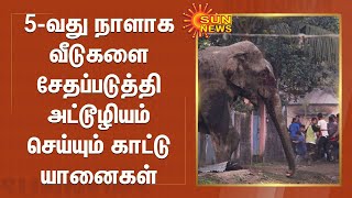 கூடலூர் அருகே 5-வது நாளாக வீடுகளை சேதப்படுத்தி அட்டூழியம் செய்யும் காட்டு யானைகள் | Wild Elephant