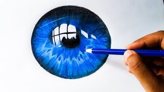 How to draw a Hyper Realistic Blue Eye (iris) with just Color Pencil