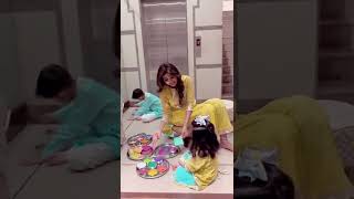 Shilpa Shetty makes rangoli with her children Samisha & Viaan ahead of Diwali #shorts #shilpashetty
