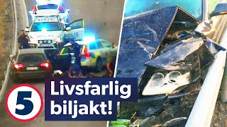 Tre mil lång höghastighets biljakt slutar i förödande krasch | Trafikpoliserna | Kanal 5 Sverige