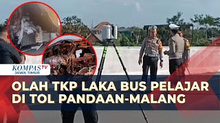 Polisi Olah TKP Kecelakaan Bus Pelajar \u0026 Truk Boks di Tol Pandaan Malang