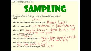 AP Statistics Sampling, Experiment Design Review