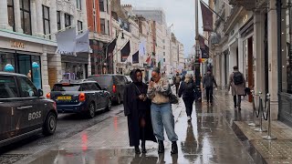 London Walk 🇬🇧 Walking the streets on a rainy day ☔️Mayfair / bond st / Piccadilly \u0026 china town