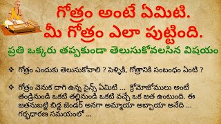 గోత్రం అంటే ఏమిటి | పెళ్ళికి గోత్రానికి సంబంధం ఏంటి | dharma sandehalu telugu | jeevitha satyalu