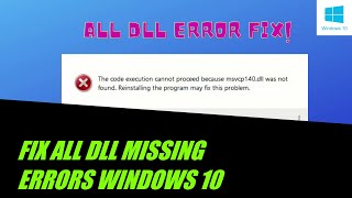 How to Fix DLL file Missing Error in Windows PC (FIFA 19,Metro exodus,DBHetc..)(Windows 10)