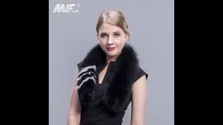 MWFur Fashion Real Fox Fur Scarf Women Winter Fashion Luxury Fox Fur Collar Black