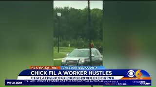 Chick fil A worker chases down customer