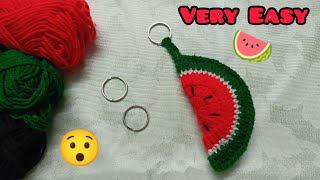 Super ✨ Easy Crochet 🧶 Watermelon 🍉🍉 Keychain Tutorial In Hindi | Crochet Keychain