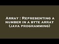 Array : Representing a number in a byte array (java programming)