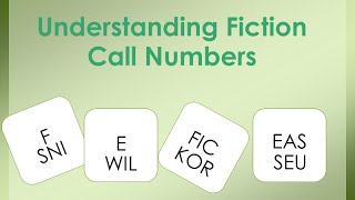 Understanding Fiction Call Numbers