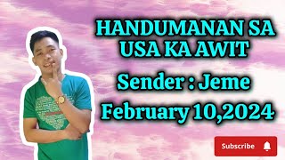 handumanan sa usa ka awit February 10,2024 sender Jeme